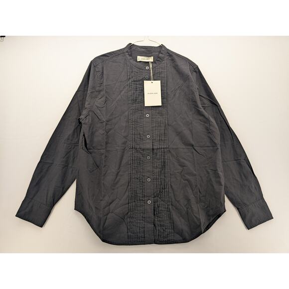 NWT Everlane The Tuxedo Shirt in Silky Cotton in Black size 2 - Picture 4 of 7